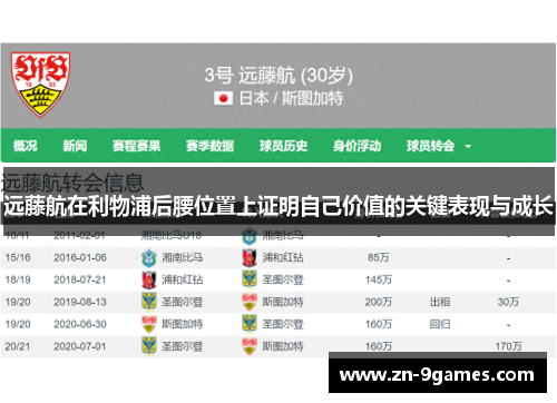 远藤航在利物浦后腰位置上证明自己价值的关键表现与成长